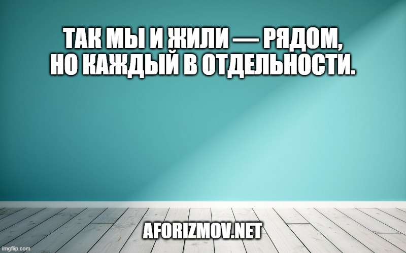 Так мы и жили — рядом, но каждый в отдельности.