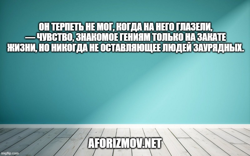 Он терпеть не мог, когда на него глазели, — чувство, знакомое гениям только на закате жизни, но никогда не оставляющее людей заурядных.