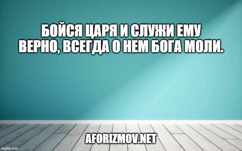 Бойся царя и служи ему верно, всегда о нем Бога моли.