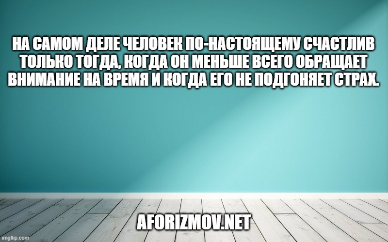 На самом деле человек по-настоящему счастлив только тогда, когда он меньше всего обращает внимание на время и когда его не подгоняет страх.