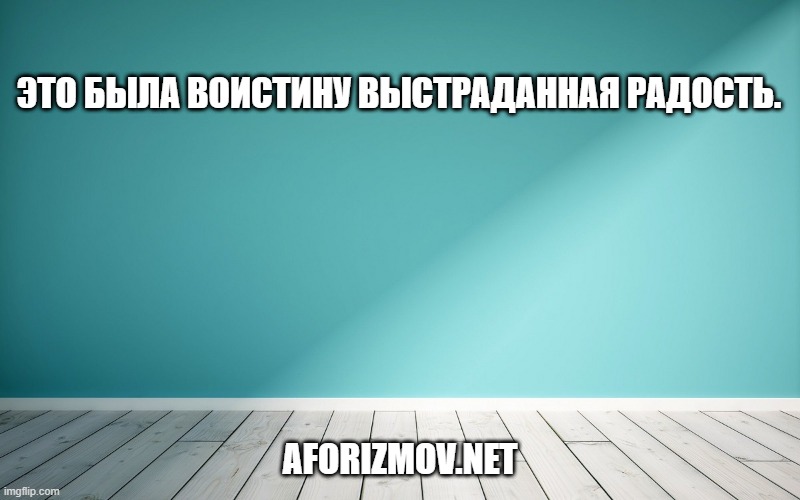 Это была воистину выстраданная радость.