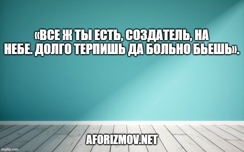 «Все ж ты есть, Создатель, на небе. Долго терпишь да больно бьешь».