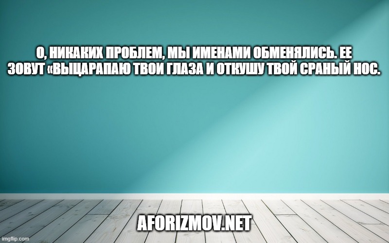 О, никаких проблем, мы именами обменялись. Ее зовут «выцарапаю твои глаза и откушу твой сраный нос.