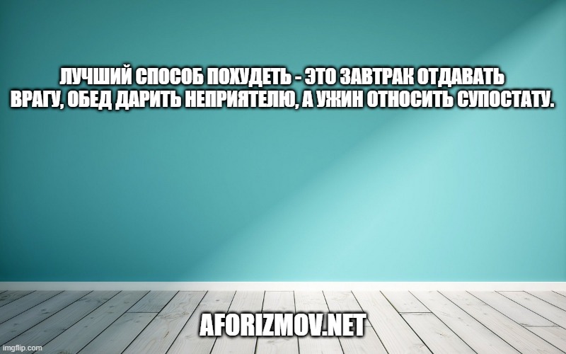 Лучший способ похудеть - это завтрак отдавать врагу, обед дарить неприятелю, а ужин относить супостату.