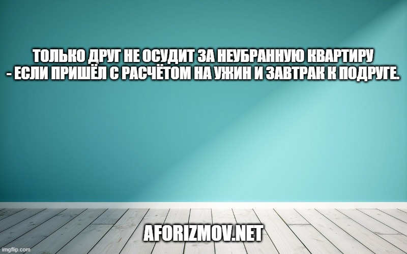 Только друг не осудит за неубранную квартиру - ЕСЛИ пришёл с расчётом на ужин и завтрак к подруге.