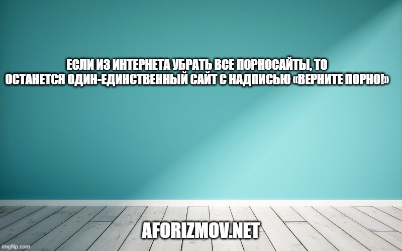 Если из интернета убрать все порносайты, то останется один-единственный сайт с надписью «Верните порно!»