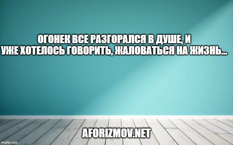 Огонек все разгорался в душе, и уже хотелось говорить, жаловаться на жизнь…