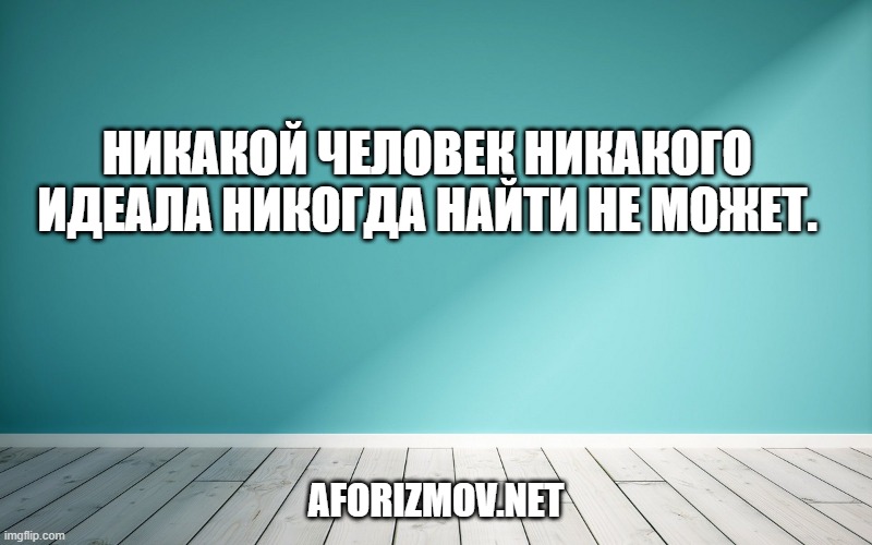 Никакой человек никакого идеала никогда найти не может.