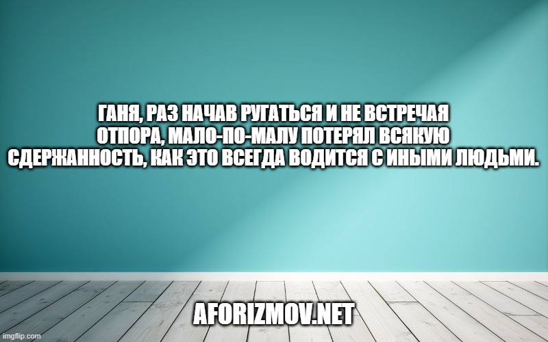 Ганя, раз начав ругаться и не встречая отпора, мало-по-малу потерял всякую сдержанность, как это всегда водится с иными людьми.