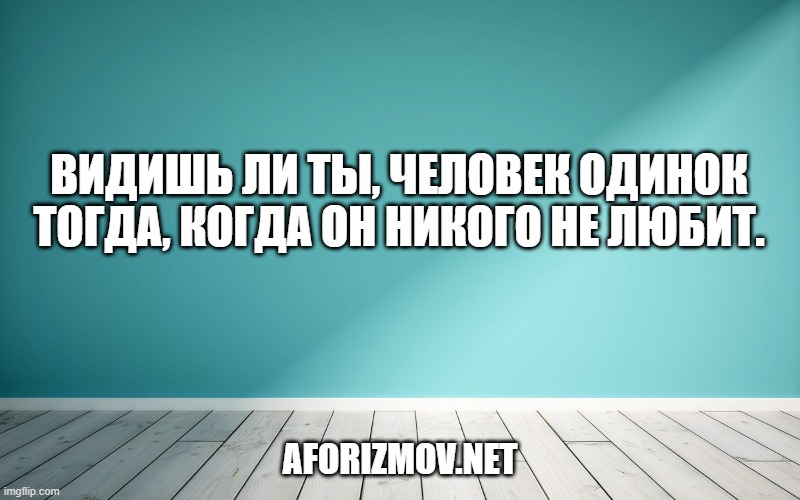 Видишь ли ты, человек одинок тогда, когда он никого не любит.