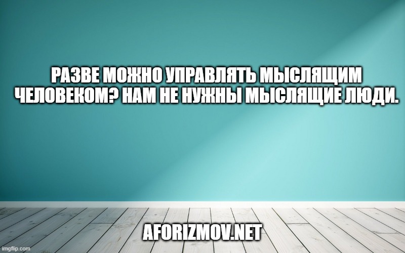 Разве можно управлять мыслящим человеком? Нам не нужны мыслящие люди.