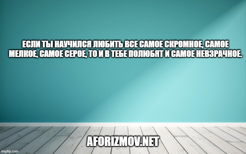 Если ты научился любить все самое скромное, самое мелкое, самое серое, то и в тебе полюбят и самое невзрачное.