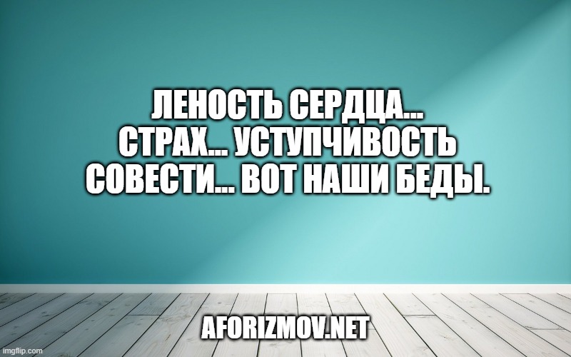 Леность сердца… Страх… Уступчивость совести… Вот наши беды.