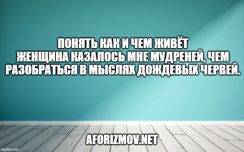 Понять как и чем живёт женщина казалось мне мудреней, чем разобраться в мыслях дождевых червей.
