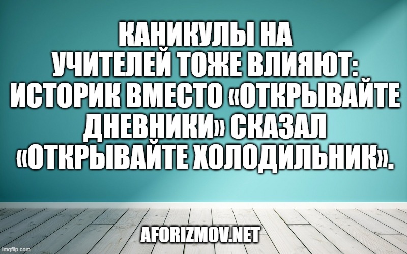 Каникулы на учителей тоже влияют: историк вместо «Открывайте дневники» сказал «Открывайте холодильник».