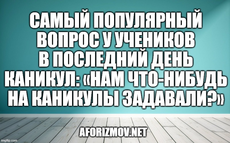 Самый популярный вопрос у учеников в последний день каникул: «Нам что-нибудь на каникулы задавали?»