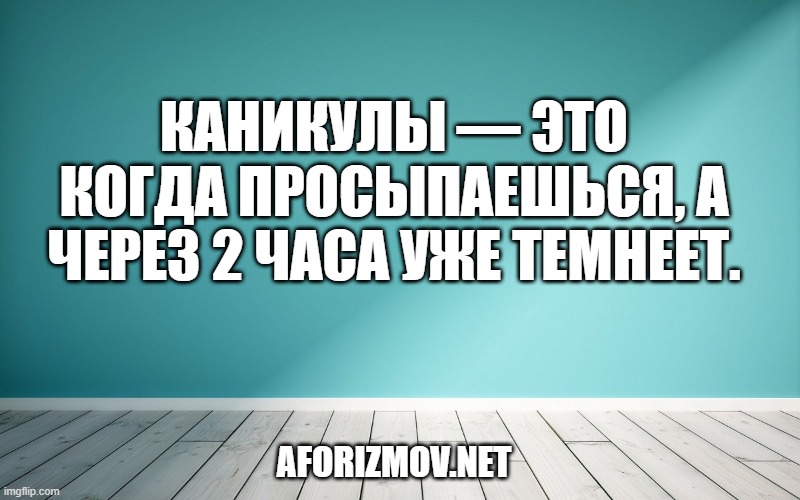 Каникулы — это когда просыпаешься, а через 2 часа уже темнеет.