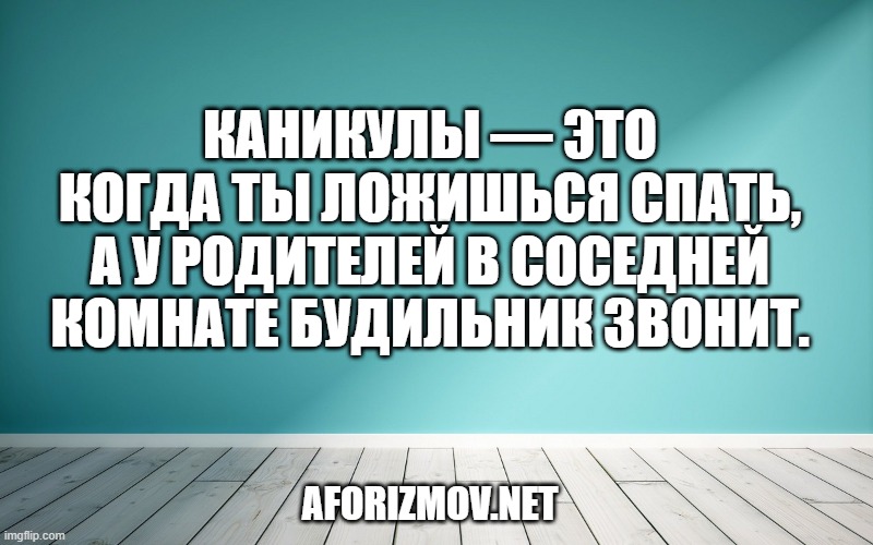 Каникулы — это когда ты ложишься спать, а у родителей в соседней комнате будильник звонит.