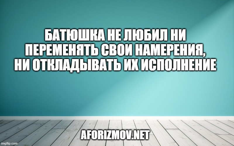 Батюшка не любил ни переменять свои намерения, ни откладывать их исполнение