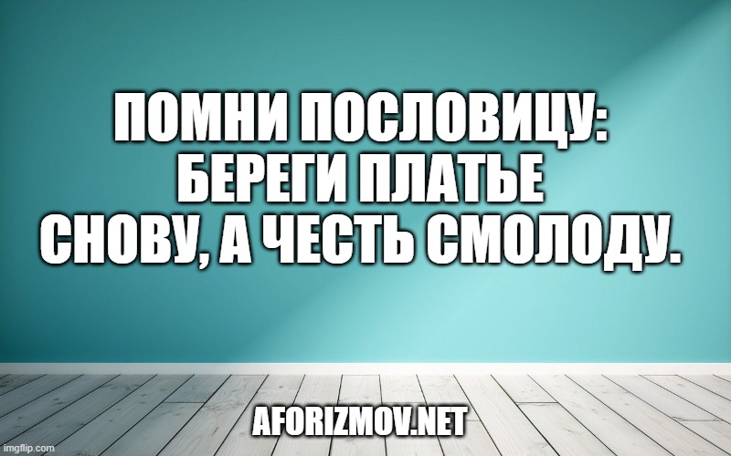 Помни пословицу: береги платье снову, а честь смолоду.