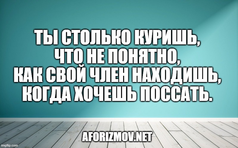 Ты столько куришь, что не понятно, как свой член находишь, когда хочешь поссать.