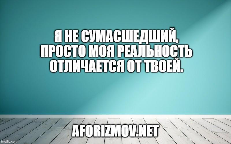 Я не сумасшедший, просто моя реальность отличается от твоей.