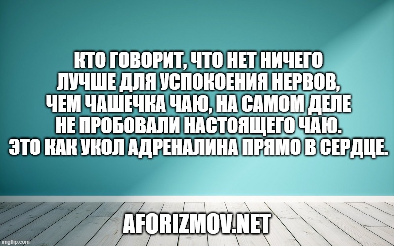 Кто говорит, что нет ничего лучше для успокоения нервов, чем чашечка чаю, на самом деле не пробовали настоящего чаю. Это как укол адреналина прямо в сердце.