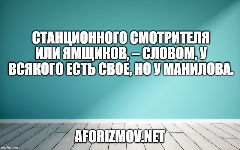Станционного смотрителя или ямщиков, – словом, у всякого есть свое, но у Манилова.