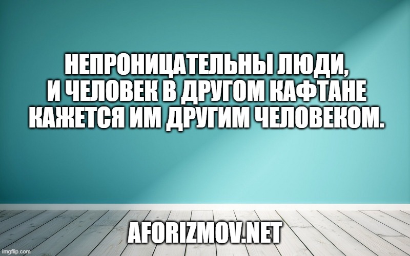 Непроницательны люди, и человек в другом кафтане кажется им другим человеком.