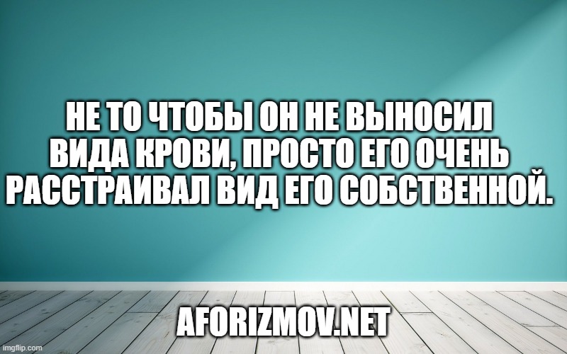 Не то чтобы он не выносил вида крови, просто его очень расстраивал вид его собственной.