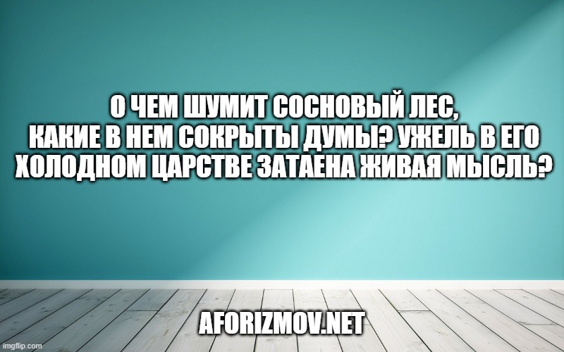 О чем шумит сосновый лес, Какие в нем сокрыты думы? Ужель в его холодном царстве Затаена живая мысль?