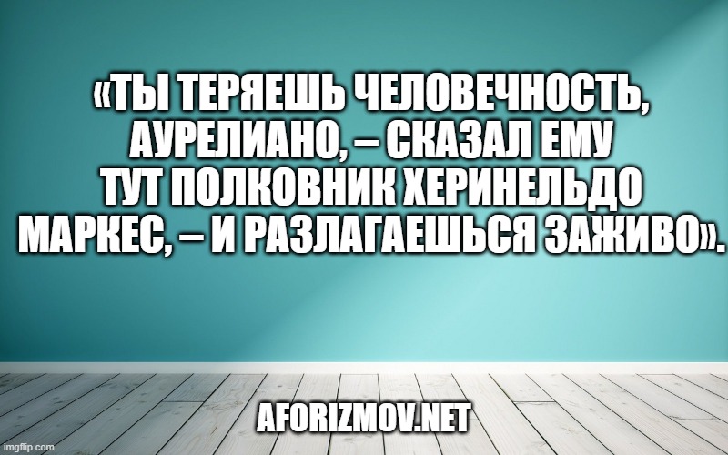 «Ты теряешь человечность, Аурелиано, – сказал ему тут полковник Херинельдо Маркес, – и разлагаешься заживо».