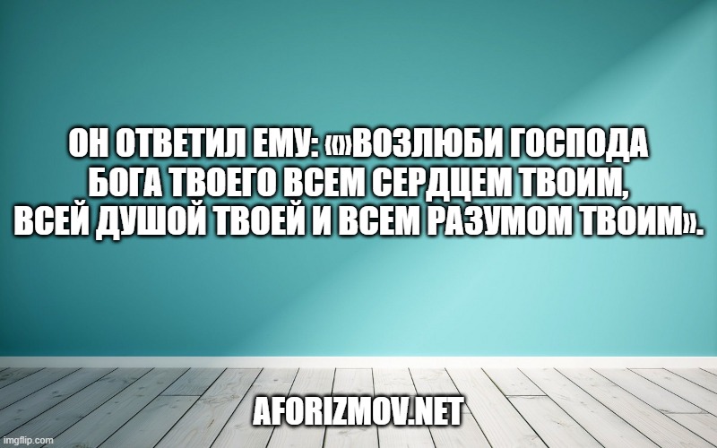 Он ответил ему: «»Возлюби Господа Бога твоего всем сердцем твоим, всей душой твоей и всем разумом твоим».
