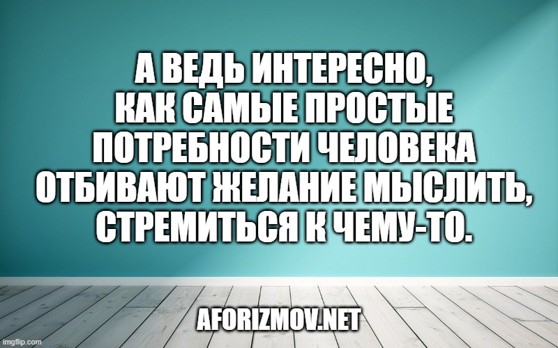 А ведь интересно, как самые простые потребности человека отбивают желание мыслить, стремиться к чему-то.