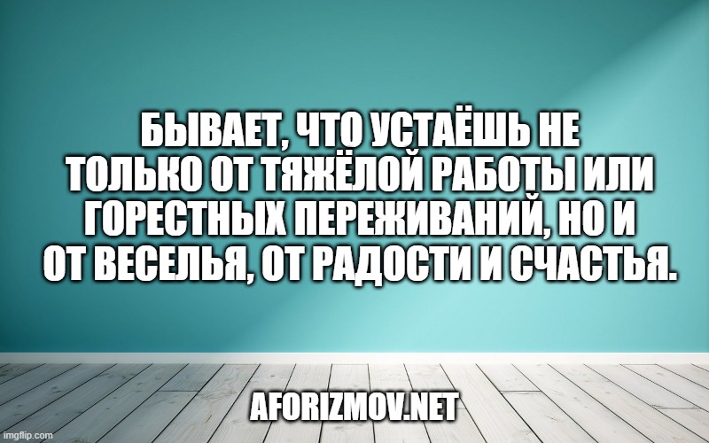 Бывает, что устаёшь не только от тяжёлой работы или горестных переживаний, но и от веселья, от радости и счастья.