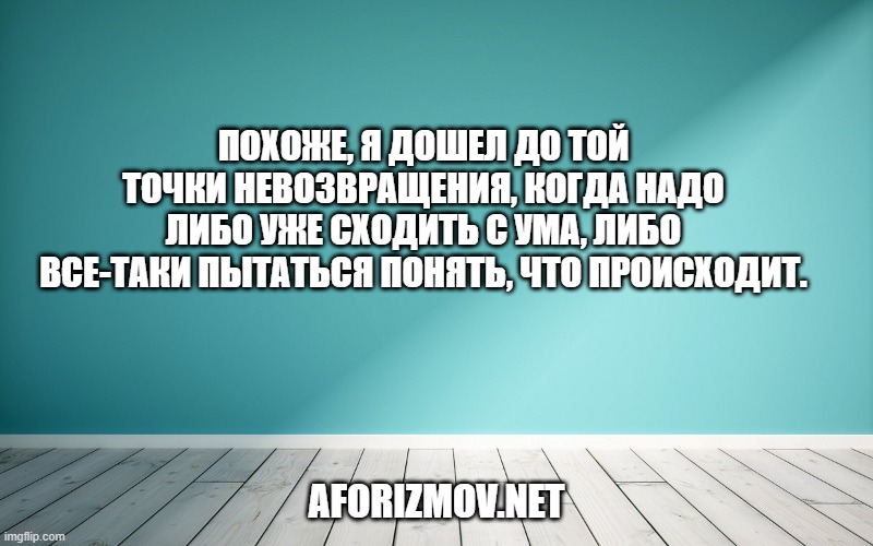 Похоже, я дошел до той точки невозвращения, когда надо либо уже сходить с ума, либо все-таки пытаться понять, что происходит.