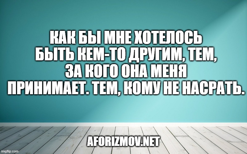 Как бы мне хотелось быть кем-то другим, тем, за кого она меня принимает. Тем, кому не насрать.