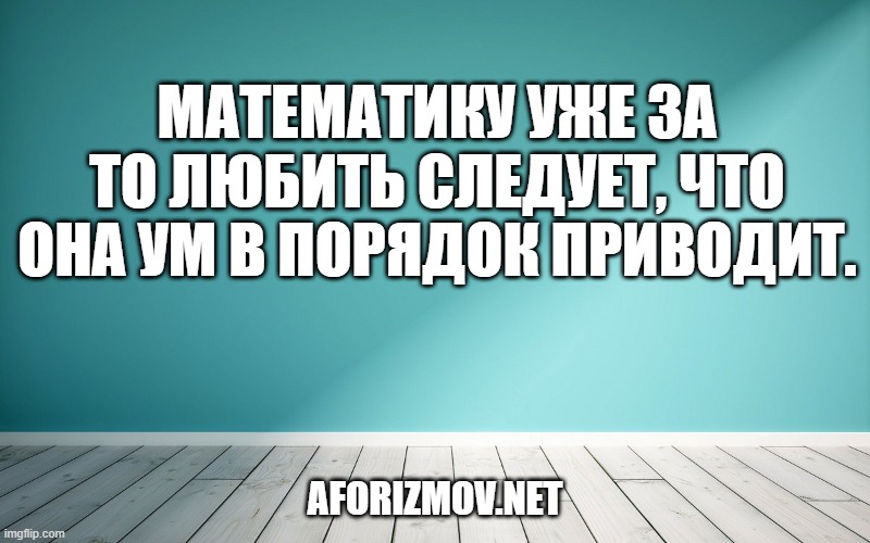 Математику уже за то любить следует, что она ум в порядок приводит.