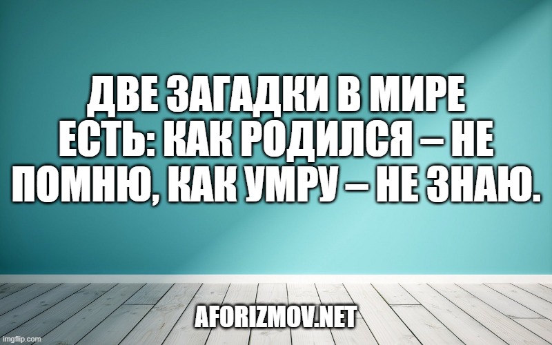 Две загадки в мире есть: как родился – не помню, как умру – не знаю.