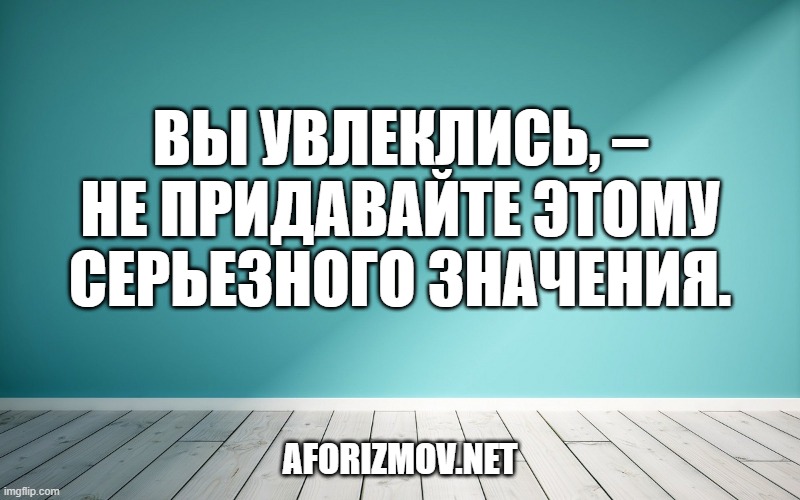 Вы увлеклись, – не придавайте этому серьезного значения.