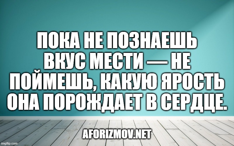Пока не познаешь вкус мести — не поймешь, какую ярость она порождает в сердце.