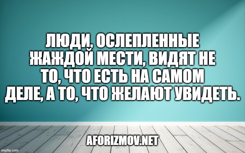Люди, ослепленные жаждой мести, видят не то, что есть на самом деле, а то, что желают увидеть.