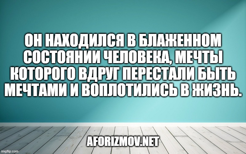 Он находился в блаженном состоянии человека, мечты которого вдруг перестали быть мечтами и воплотились в жизнь.