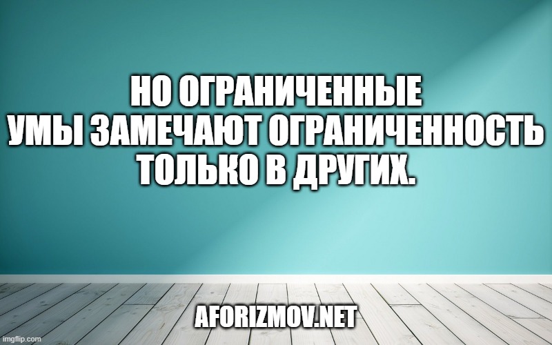 Но ограниченные умы замечают ограниченность только в других.