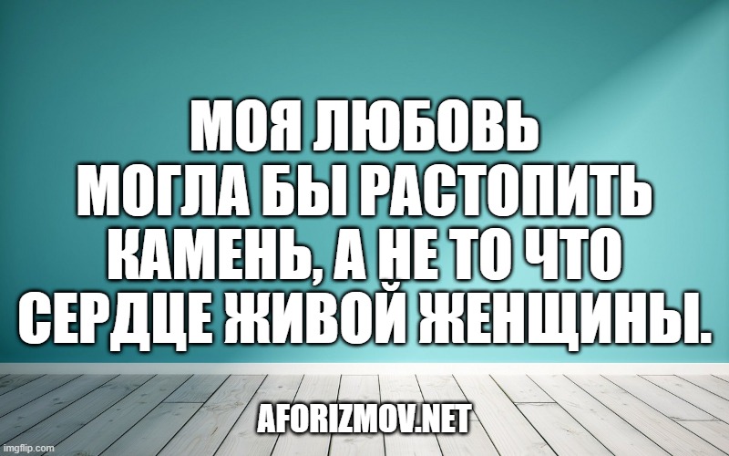 Моя любовь могла бы растопить камень, а не то что сердце живой женщины.