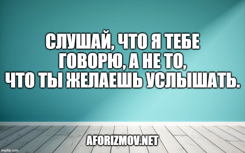 Слушай, что я тебе говорю, а не то, что ты желаешь услышать.