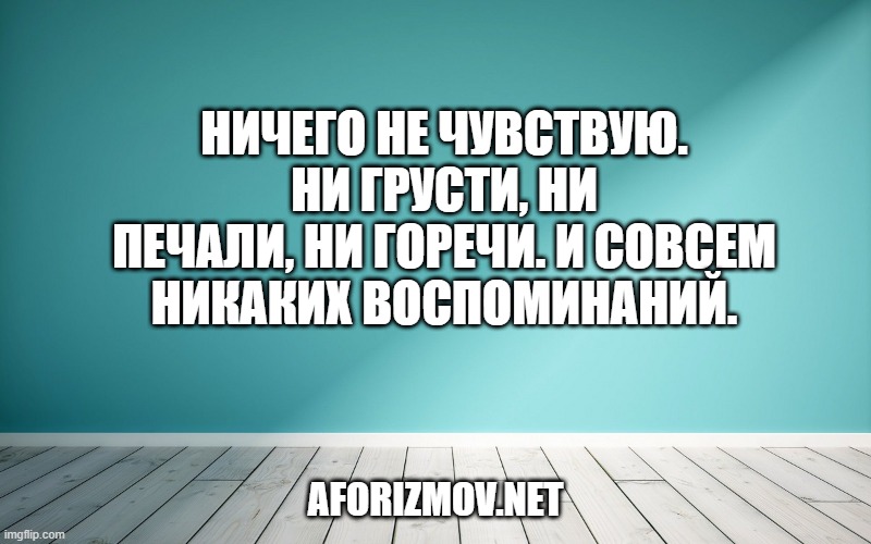 Ничего не чувствую. Ни грусти, ни печали, ни горечи. И совсем никаких воспоминаний.