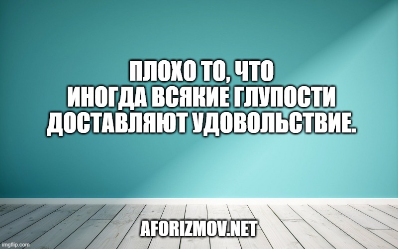 Плохо то, что иногда всякие глупости доставляют удовольствие.