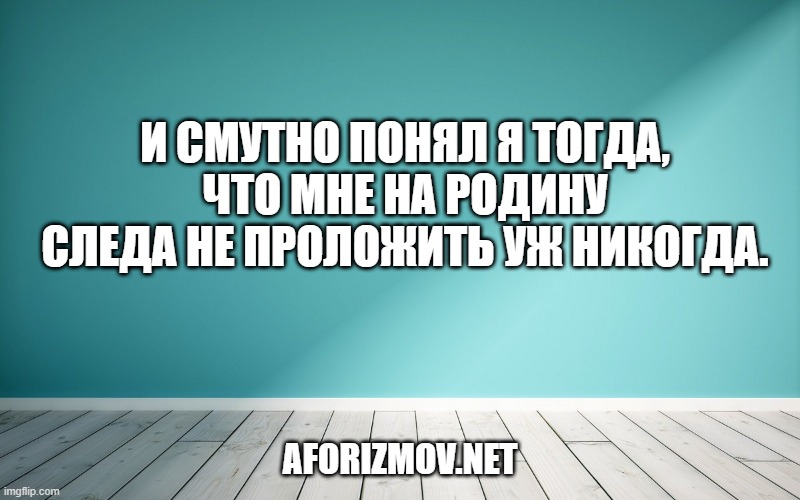 И смутно понял я тогда, Что мне на родину следа Не проложить уж никогда.