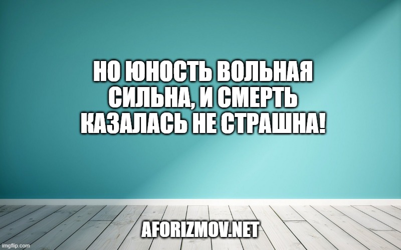 Но юность вольная сильна, И смерть казалась не страшна!